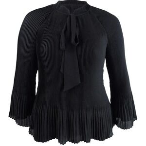 DKNY Black Pleated Tie Front Blouse

#1091